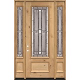 8'0" Tall 3/4 Lite Knotty Alder Wood Door Unit with Sidelites #297