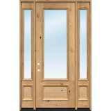 8'0" Tall 3/4 Lite Clear Low-E Knotty Alder Wood Door Unit with Sidelites