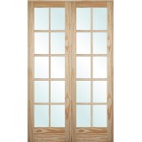 4'0": 6'8" Tall 10-Lite Pine Interior Prehung Double Wood Door Unit