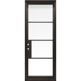 38" x 97" Modern 4-Lite Thin Bar Iron Prehung Door Unit