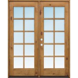 Exterior 6'8" 10-Lite TDL Low-E Knotty Alder Wood Door French Unit