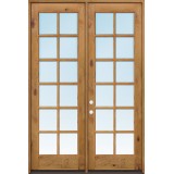 Exterior 8'0" 12-Lite TDL Low-E Knotty Alder Wood Door French Unit