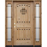 Rustic Knotty Alder Wood Door Unit with Sidelites #UK20