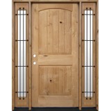 Rustic Knotty Alder Wood Door Unit with Sidelites #UK25