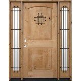 Rustic Knotty Alder Wood Door Unit with Sidelites #UK26