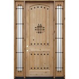 8'0" Tall Rustic Knotty Alder Wood Door Unit with Sidelites #UK20