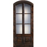Preston 42" x 8'0" 6-Lite Low-E 2-Panel Wide Mullion Arch Top Knotty Alder Wood Door Slab