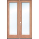 8'0" Full Lite Low-E Mahogany Prehung Wood Double Door Patio Unit