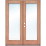 Full Lite Low-E Mahogany Prehung Wood Double Door Patio Unit