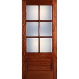 Preston 6-Lite Low-E 1-Panel Mahogany Wood Door Slab
