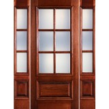 Preston 6-Lite Low-E 1-Panel Raised Mahogany Prehung Wood Door Unit with Sidelites