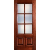 Preston 6-Lite Low-E 2-Panel Raised Mahogany Wood Door Slab
