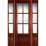 Preston 8'0" Tall 6-Lite Low-E 1-Panel Raised Mahogany Prehung Wood Door Unit with Sidelites