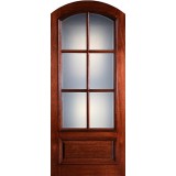 Preston 42" x 8'0" 6-Lite Low-E Arch Top Mahogany Wood Door Slab