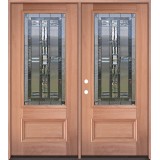 3/4 Lite Mahogany Wood Double Door Unit #277