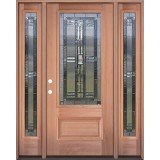 3/4 Lite Mahogany Wood Door Unit with Sidelites #277