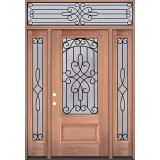 3/4 Lite Mahogany Wood Door Unit with Transom #279