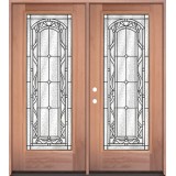Full Lite Mahogany Wood Double Door Unit #292