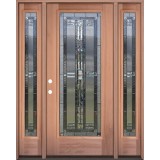Full Lite Mahogany Wood Door Unit with Sidelites #297