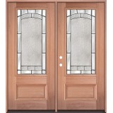 3/4 Lite Mahogany Wood Double Door Unit #67