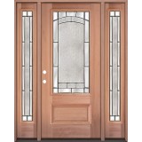 3/4 Lite Mahogany Wood Door Unit with Sidelites #67