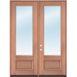 8'0" Tall 3/4 Lite Clear Low-E Mahogany Wood Double Door Unit