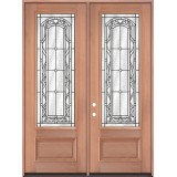 8'0" Tall 3/4 Lite Mahogany Wood Double Door Unit #292