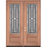 8'0" Tall 3/4 Lite Mahogany Wood Double Door Unit #297