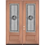Texas Star 8'0" Tall 3/4 Lite Mahogany Wood Double Door Unit #90