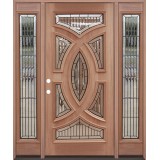 Baseball Mahogany Prehung Wood Door Unit with Sidelite #A8025-22