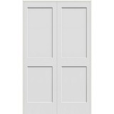 6'8" Tall 2-Panel Shaker Primed Interior Prehung Wood Double Door Unit