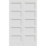 6'8" Tall 5-Panel Shaker Primed Interior Prehung Wood Double Door Unit