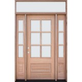 6-Lite Low-E Mahogany Prehung Wood Door Unit with Sidelites and Transom