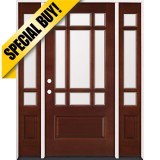 SPECIAL BUY: 9-Lite Red Mahogany Prehung Wood Door Unit with Sidelites #M32
