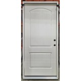 2-Panel Arch V-Groove Fiberglass Prehung Door Unit
